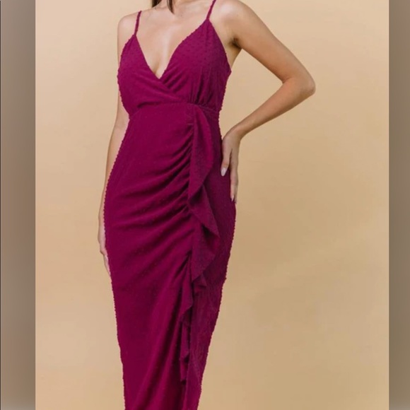 COPY - Kailey Dotted Maxi Dress | Berry - Picture 3 of 3